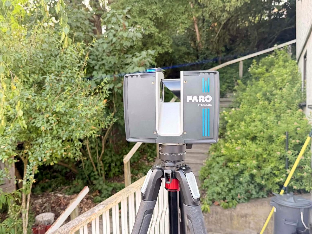 3D-Aussenaufnahme eines Einfamilienhauses au Scanner FARO Focus Premium